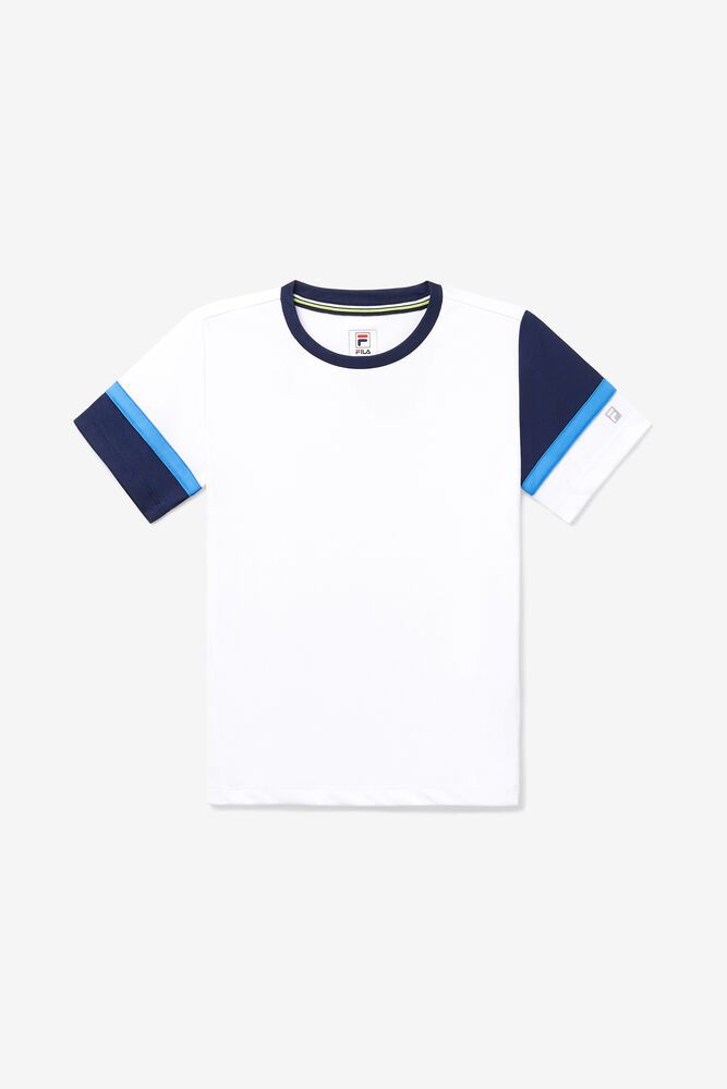 Fila T-Shirt Boys' Core Doubles Crew Kids White - India NIY-280931